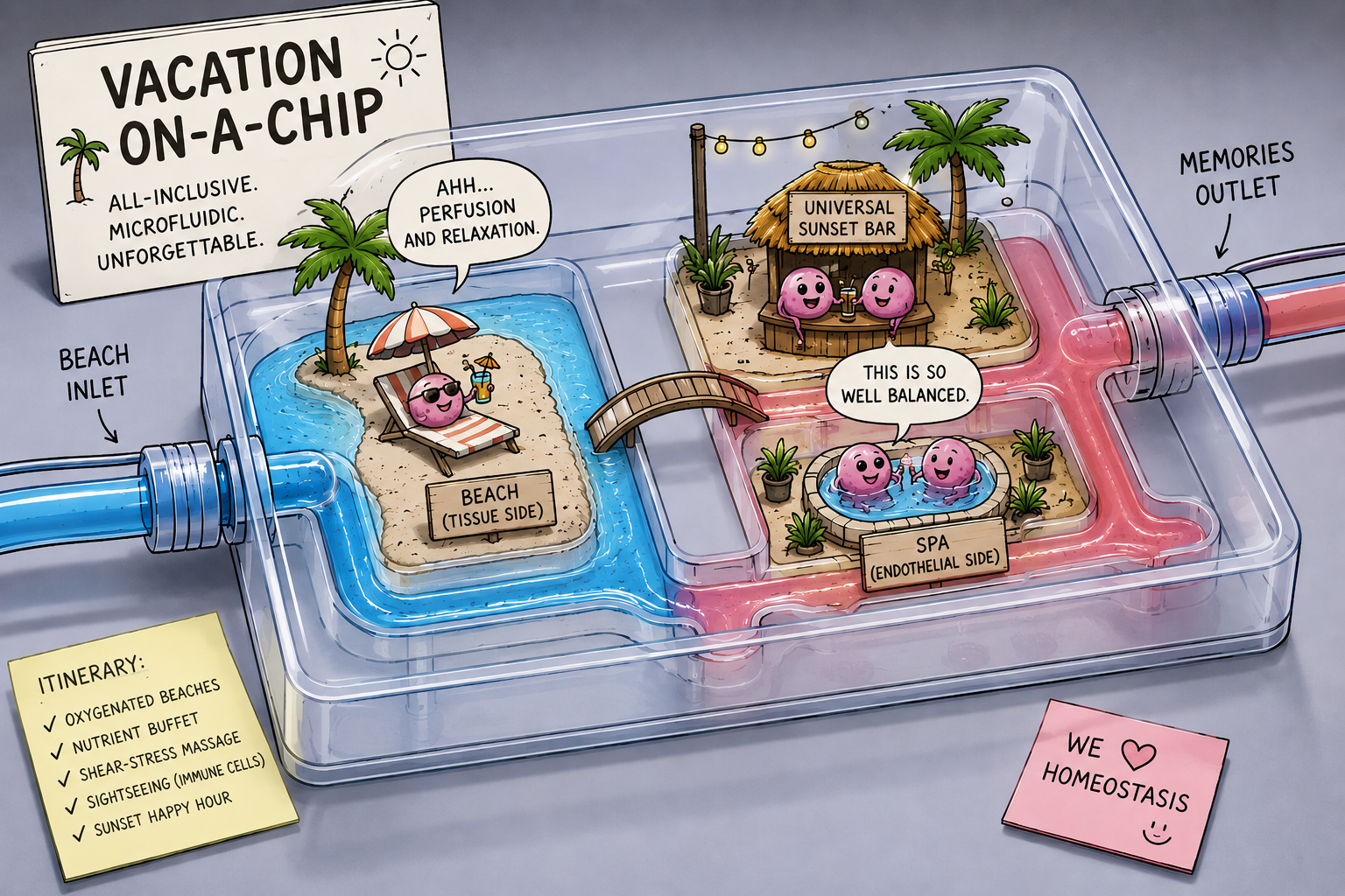 😎 Apologies... as we head off for a mini Vacation, it seems a perfect time for a Friday funny.. 🏝️ Vacation-on-a-Chip anyone?... Meanwhile the organoids are off to see their favourite band... 🎶 'Culture Club?'..
